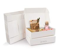 Kurtzy Cajas de Cartón Kraft Blancas (Pack de 20) - Medidas de las Cajas 19 x 11 x 4,5 cm - Caja Kraft Fácil Ensamblado Cuadrada Presentación - Cajas Blancas para Fiestas, Cumpleaños, Bodas