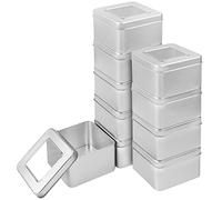 Kurtzy Cajas Metalicas Plateadas con Tapa (Pack de 10) 9 x 9 x 5,7 cm - Set Caja Metalica Pequeñas y Portátil Sin Bisagra - Caja Pequeña Contenedor Cuadrada Vacía - Kit Sobrevivencia y Manualidades
