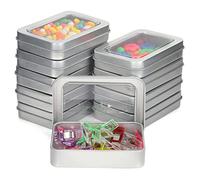 Kurtzy Cajitas de Metal Plateado con Tapa (Pack de 10) 9 x 6,3 x 1,8cm - Set Cajas de Regalo Pequeñas de Metal y Portátil sin Bisagra Contenedor Vacío Mini Rectángulo Kit Sobrevivencia y Manualidades