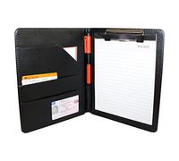 Kurtzy Carpeta Portadocumentos A5 Cuero Ecológico Negro - Carpeta con Pinza Organizador Empresa Oficina Trabajo Portafolio con Bolsillo - Porta Documentos, Soporte Tarjeta, Bloc de Notas