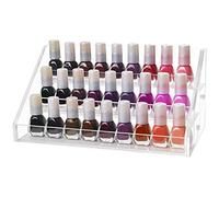 Kurtzy Expositor Pintauñas 3 Niveles - Organizador de Esmaltes Acrílico Transparente 23,5 x 12,5 x 11,5 cm - para hasta 30 Frascos de Esmalte de Tamaño Regular - para Mesa, Tocador, Escritorio