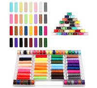 Kurtzy Hilos de Coser Set Mini Bobinas y Carretes Hilos de Poliéster con Estuche (Pack de 64) Hilo de Coser 20 y 40 m de Hilo - Kit Hilos Colores Variados para Coser a Mano y a Máquina