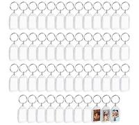 Kurtzy Llaveros Foto en Blanco (Pack de 50), Transparente de Acrílico, Foto de Ambos Lados - Marcos Pequeños para Familiares, Amigos, Manualidades, Regalos