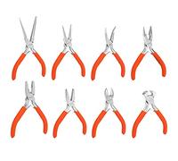 Kurtzy Mini Juego de Alicates para Joyas Mangos Suaves (Pack de 8) Juego Alicates Corta Cables, de Aguja, Redondo y Puntas Dobladas - Kit Alicates Manualidades, Eléctricos y Electrónicos