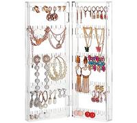 Kurtzy Organizador de Joyas Plegable de Acrílico - 8 Niveles y 2 Paneles para Brazaletes y Collares - Soporte Pendientes Capacidad de 64 Pares - Expositor Joyas Transparente