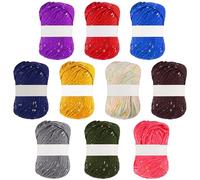 Kurtzy Pack de 10 Lanas para Crochet Coloridas con Lunares - 50 Gramos por Hilo - Aprox. 900 Metros de Hilo Suave de Algodón y Poliéster - Hilo Ganchillo para Tejer a Mano - Kit Crochet