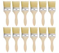 Kurtzy Pack de 12 Set de Brochas Reutilizables Cabeza de 6 cm y Largo de 19,5 cm - Juego de Brochas para Pintura, Silicona, Gesso, Tintar, Barnizar, Pegamentos