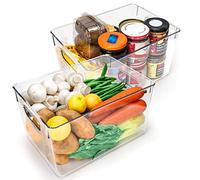Kurtzy Pack de 2 Cajas Transparentes Organizadoras para Nevera y Alacena - 26 cm de Largo - Organizador Cocina de Plástico - Organizador Frigorifico, Baño, Cajón, Congelador y Hogar
