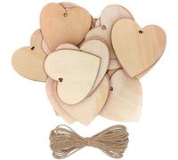 Kurtzy Pack de 25 Corazones Madera con 10m Cordel Natural - 10x10cm Adornos Corazon sin Acabado con Agujero - Adorno Bodas Decoracion Fiestas, Aniversarios, Regalos Personalizados, Manualidades Madera