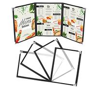 Kurtzy Pack de 5 Funda para Cartas de Restaurantes Tres Pliegues A5 3 Pliegues Vista Doble Estilo Americano - Fundas de Cartas Negras Protectores de Esquina - para Restaurantes, Bares, Cafés y Más