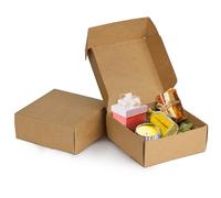 Kurtzy Pack de 50 Caja Carton Craft Marrón - Medidas 12 x 12 x 5 cm - Cajas Automontables para Regalo - Caja Kraft para Fiestas, Cumpleaños, Bodas, Fiestas - Cajitas de Carton