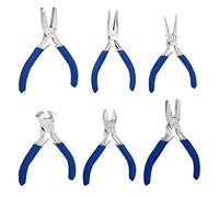 Kurtzy Pack de 6 Mini Juego de Alicates para Joyas, Mangos Suaves, Precisión, Corte Frontal, Redondos, Planos, Cadena y Combinados - Kit Electrónico y Eléctrico