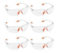 Kurtzy Pack Gafas Seguridad Trabajo - Pack 6x Gafas de Proteccion Trabajo Transparentes - Plaquetas Nasales y Patillas de Goma para un Ajuste Cómodo