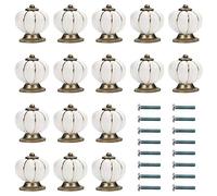 Kurtzy Pomos para Cajones Calabaza Blanco y Dorado con Tornillo (Pack de 16) 3,6 x 3,9 cm - Tiradores Vintage para Muebles en el Hogar y Oficina - Pomos Blancos Gabinete Cocina, Cajones y Alacena