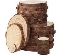Kurtzy Rodajas de Madera Natural Sin Acabado (Pack de 30) Trozo Madera 3 a 16 cm de Diámetro - Tronco Madera Con Corteza y Sin Agujero - Para Manualidades, Decoración de Navidad, Bodas