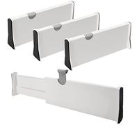 Kurtzy Separador Cajones Ajustable de Plástico (Pack de 4) 28 x 10 cm - Divisor Cajones Expansible - Almacenaje para Cocina, Dormitorio, Baño, Ordenacion Escritorios, Oficina y Armario