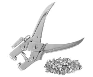 Kurtzy Set de Alicates Perforadores para Ojales - con 100 Ojetes Metalicos de 7,2 mm - Remachadora de 16 cm para Tela Lonas Toldos Cuero Textil Zapatos Bolsos y Manualidades