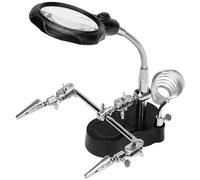 Kurtzy Soporte para Soldar Tercera Mano con Luz LED, Lupa con Soporte para Soldador - Aumento 3,5 X / 12 X - Soporte Ajustable con Pinzas de Cocodrilo - Herramienta Reparación Joyas y Electrónicos