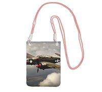 kurue Bolso bandolera pequeño con estampado de avión de la Segunda Guerra Mundial, bolso para teléfono celular, cartera con correa ajustable para mujer, Rosa, Talla única