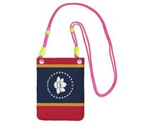 kurue Bolso bandolera pequeño con estampado de bandera del estado de Mississippi, bolso para teléfono celular, cartera con correa ajustable para mujer, Fucsia, Talla única