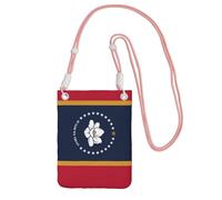 kurue Bolso bandolera pequeño con estampado de bandera del estado de Mississippi, bolso para teléfono celular, cartera con correa ajustable para mujer, Rosa, Talla única