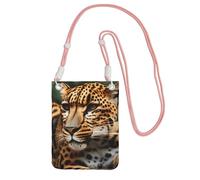 kurue Bolso bandolera pequeño con estampado de leopardo, bolso para teléfono celular, cartera con correa ajustable para mujer, Rosa, Talla única