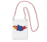kurue Bolso bandolera pequeño con estampado de mapa de la bandera de Mongolia, bolso de hombro para teléfono celular, cartera con correa ajustable para mujer, Rosa, Talla única