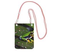 kurue Bolso bandolera pequeño con estampado de ranas de árbol de la paz, bolso para teléfono celular, cartera con correa ajustable para mujer, Rosa, Talla única
