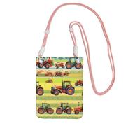 kurue Bolso bandolera pequeño con estampado de tractor farming, bolso para teléfono celular, cartera con correa ajustable para mujer, Rosa, Talla única