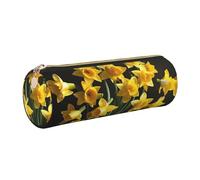 kurue Bouquet of Daffodil - Estuche de piel para bolígrafos, estuche delgado para lápices, bonita bolsa de papelería, bolsa de cosméticos portátil con cremallera