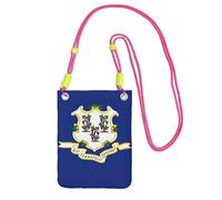 kurue Connecticut - Bolso bandolera pequeño con estampado de bandera del estado de Connecticut, bolsa para teléfono celular, cartera con correa ajustable para mujer, Fucsia, Talla única