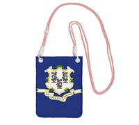 kurue Connecticut - Bolso bandolera pequeño con estampado de bandera del estado de Connecticut, bolsa para teléfono celular, cartera con correa ajustable para mujer, Rosa, Talla única