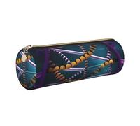 kurue DNA Chain - Estuche de piel para bolígrafos, estuche delgado para lápices, bolsa de papelería portátil, bolsa organizadora con cremallera