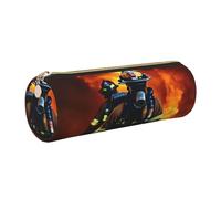 kurue Estuche de cuero para bolígrafos con diseño de llamas de bombero, bolsa delgada para lápices, bonita bolsa de papelería, bolsa de cosméticos portátil con cremallera