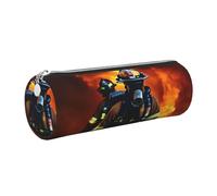 kurue Estuche de cuero para bolígrafos con diseño de llamas de bombero, bolsa delgada para lápices, bonita bolsa de papelería, bolsa de cosméticos portátil con cremallera