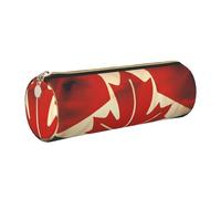 kurue Estuche de piel con diseño retro de la bandera de Canadá, estuche delgado para lápices, bonita bolsa de papelería, bolsa de cosméticos portátil con cremallera