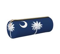 kurue Estuche de piel con la bandera de Carolina del Sur, estuche delgado para lápices, bonita bolsa de papelería, bolsa de cosméticos portátil con cremallera