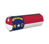 kurue Estuche de piel con la bandera del estado de Carolina del Norte, bolsa delgada para lápices, bonita bolsa de papelería, bolsa de cosméticos portátil con cremallera
