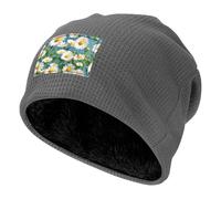 kurue Gorro de invierno con estampado de flores pequeñas, color blanco, gorro de punto acanalado para hombres y mujeres, gorro cálido para correr, ciclismo, esquí, Gris, talla única