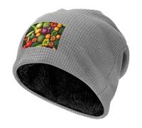 kurue Gorro de invierno con estampado de frutas vegetales, gorro de punto acanalado para hombres y mujeres, gorro cálido para correr, ciclismo, esquí, Gris claro, talla única