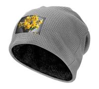 kurue Gorro de invierno con estampado de ramo de narcisos, gorro de punto acanalado para hombres y mujeres, gorro cálido para correr, ciclismo, esquí, Gris claro, talla única
