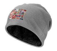 kurue Gorro de invierno con estampado de símbolos de Inglaterra, gorro de punto acanalado para hombres y mujeres, gorro cálido para correr, ciclismo, esquí, Gris claro, talla única