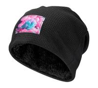 kurue Gorro de invierno de algodón rosa con estampado de caramelo, gorro de punto acanalado para hombres y mujeres, gorro cálido para correr, ciclismo, esquí, Negro, talla única