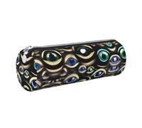 kurue Many evil eyes - Estuche de piel para bolígrafos, estuche delgado para lápices, bonita bolsa de papelería, bolsa portátil para cosméticos con cremallera