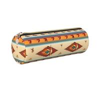kurue Native American Case - Estuche de piel para bolígrafos, estuche delgado para lápices, bolsa de papelería, bolsa de cosméticos portátil con cremallera