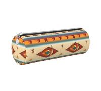 kurue Native American Case - Estuche de piel para bolígrafos, estuche delgado para lápices, bolsa de papelería, bolsa de cosméticos portátil con cremallera