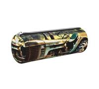 kurue Old Tractor Photo Farm - Estuche de piel para bolígrafos, estuche delgado para lápices, bonita bolsa de papelería, bolsa portátil para cosméticos con cremallera