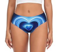 kurue Ropa interior para mujer, sin costuras, con estampado de corazón, color azul bebé, bikini elástico, suave, invisible, hipster para uso diario, Negro, XXL