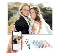 KURUMi 24/36/48 Colores - Pintar por Numeros Personalizado para Adultos, Set de Cuadros para Pintar por Números para Principiantes, Crea un Arte Único con Tu Foto: Familia, Mascota o Sers Querido