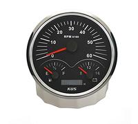 KUS Tacómetro 3 en 1 calibre 110 mm 6000 RPM con indicador de nivel de combustible voltímetro retroiluminado de 12 V para furgonetas tractores